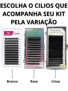 Kit Extensão De Cilios Iniciante Completo Alongamento De Cílios Profissional Escolha o Cilios - Rosa chiclete - Visão 2