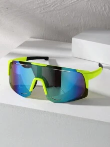 1 chiếc kính thời trang thể thao một mảnh phong cách Y2k màu xanh lá cây dành cho nam dành cho các hoạt động ngoài trời như trượt tuyết, phụ kiện kính râm đi đường, phụ kiện đi biển - Nhiều màu - Xem 1