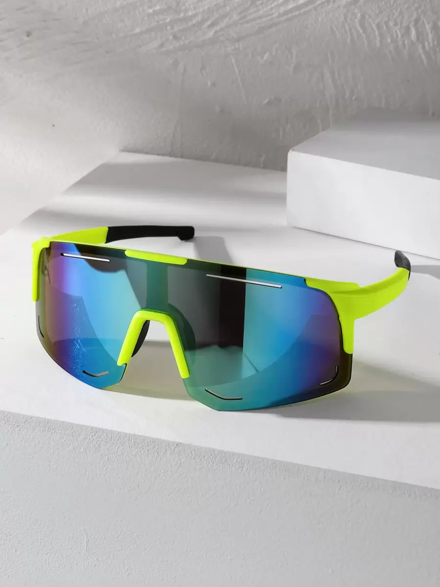 1 chiếc kính thời trang thể thao một mảnh phong cách Y2k màu xanh lá cây dành cho nam dành cho các hoạt động ngoài trời như trượt tuyết, phụ kiện kính râm đi đường, phụ kiện đi biển - Nhiều màu - Xem 1