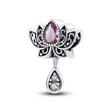 1個復古銀色閃閃發光的粉色甜蜜愛心星光守護天使翅膀蓮花吊墜珠適用於手鍊項鍊diy珠寶製作 - 蓮花SC452 - 查看 14