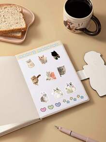 60 sztuk Kot Emotikonki Naklejki Dla Notesy I Inne Książki