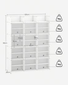 HEXCELEN Shoe Rack, 12 Tier Shoe Rack With Lid Lock And Hooks, Large Space Plastic Shoe Rack Shoe Organizer For Hallways, Bedrooms, Entryways, White - 白色 - 查看 6