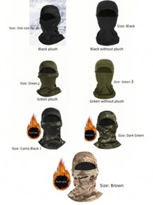 1入組防風保暖絨面全臉面罩頭套,適用於摩托車運動、騎行、滑雪、滑雪板、遠足等活動