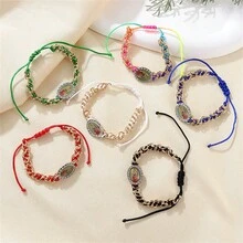 1 Piece Of Hand-Woven Multi-Color Adjustable Colorful Rope Our Lady Bracelet - Black - View 1