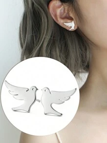 1 Paar Edelstahl-ohrstecker In Tier-, Schneeflocken-, Stern-, Mond- Und Herzform Für Damen, Niedlicher Miniatur-ohrschmuck, Geburtstags- Und Weihnachtsgeschenk