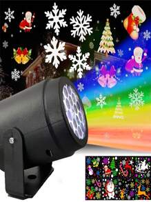 1pc Christmas Projector Light, Colorful Rotating Festival Projection Decor Light, Usb Connection, Suitable For Home Christmas Party Decoration - Black - View 2