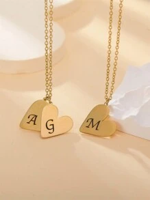 1 Stück personalisierte Initiale Einzelbuchstaben Love Gravur Kette, gravierte Name Kette Anhänger Geschenk für Freundin, Valentinstags Geschenk, Brautjungfer Geschenk, Weihnachtsgeschenk, Muttertags Geschenk, Geschenk für sie - Gold - Übersicht 5