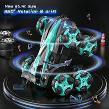 Trẻ em Điều khiển từ xa Ô tô/xe hơi 2.4G Điện lực Cánh tay xoay Trôi Stunt Ô tô/xe hơi Với Âm nhạc Xịt nước Cán Leo Off-road Giao thông công cụ Điều khiển từ xa không dây Điều khiển Ô tô/xe hơi - Xe đóng thế 2.4G (màu xanh) - Xem 4