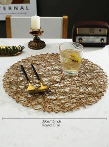 6 件/組咖啡手工針織鏤空圓形現代簡約風格餐墊,防水,易於清潔,可擦拭,防滑,耐熱,適用於餐桌、節日、婚禮、派對、節日裝飾 - 咖啡色(6件) - 查看 2