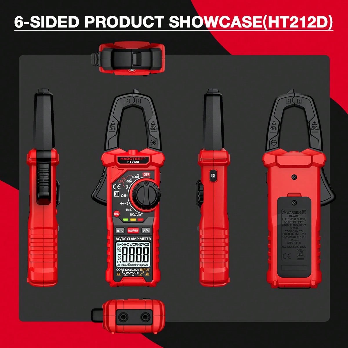 HABOTEST HT212 Clamp Multimeter Digital Voltage Meter High Precision ...