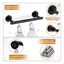 Juego De Accesorios De Baño Toalleros 304 Inoxidable 11 Pzas - acabado negro mate - Ver 7