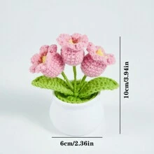 1盆手工製作鈴蘭盆栽,以仿真花和紗線編織而成,是教師節、婚禮或辦公室或家裡的完美禮物,適用於秋冬裝飾,多種顏色可選 - 彩色 - 查看 3