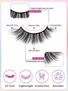 8pairs/Set 3d Synthetic Mink False Eyelashes - Cat Eye Lashes - View 2