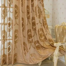 1 Miếng Dày Phong cách châu Âu Dệt hoa Rèm Với Lãng mạn Mô hình hoa Đối với Phòng khách , Phòng ngủ , Ban công , Phòng ăn Trang trí - Màu cà phê - Xem 3