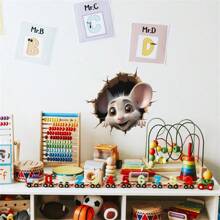 Juego De 4 Piezas, Calcomanías 3d Con Dibujo De Gato Y Ratón, Calcomanías De Animales, Calcomanías Divertidas, Calcomanías Para Coche, Calcomanías Para Pared. - Multicolor - Ver 8