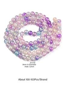 About 100pcs/Strand 8mm Baking Painted Crackle Glass Bead Strands, Hole: 1.2mm - 8mm - View 2