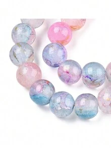 About 100pcs/Strand 8mm Baking Painted Crackle Glass Bead Strands, Hole: 1.2mm - 8mm - View 3