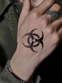 6sheets/set Angel Wings, Reaper, Warrior, Thorn Design Tattoo Stickers - Black - View 3