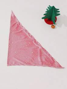 1入粉色天鵝絨星紋寵物領巾,適用於小型和中型犬 - 粉色 - 查看 3