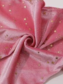 1入粉色天鵝絨星紋寵物領巾,適用於小型和中型犬 - 粉色 - 查看 5