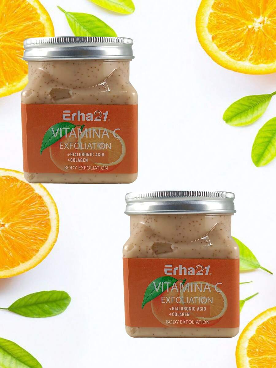 Set Of 2 Orange Facial And Body Scrubs (Vitamin C), Moisturizes Lightens Blemishes 1 Pc - Burnt Orange - View 1