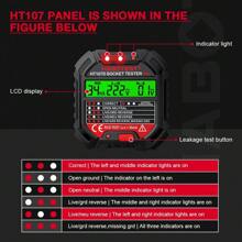 Habotest Ht107 Gfci/rcd插座測試器帶電壓顯示48v-250v插座測試儀自動電路極性電壓檢測器斷路器檢測儀 - 黑色 - 查看 3