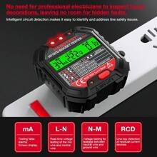 Habotest Ht107 Gfci/rcd插座測試器帶電壓顯示48v-250v插座測試儀自動電路極性電壓檢測器斷路器檢測儀 - 黑色 - 查看 7