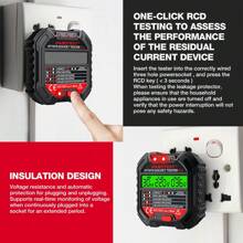 Habotest Ht107 Gfci/rcd插座測試器帶電壓顯示48v-250v插座測試儀自動電路極性電壓檢測器斷路器檢測儀 - 黑色 - 查看 9