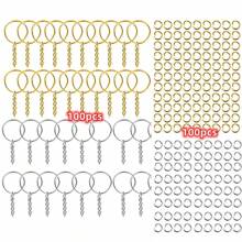 Yiwu Qiyou Accessories Co., LTD 200 chiếc móc khóa sắt tự làm kèm vòng nối chia đôi, màu bạc và vàng, mặt dây chuyền, vòng giữ móc khóa, đồ trang sức tự làm. - 200 chiếc-1 bộ - Xem 6