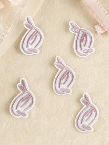 1set/5pcs Embroidered Cloth Patch For Clothing, Hat & Accessory Diy Handwork Without Adhesive Back, Rabbit Design - Multicolor - View 1