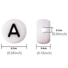 Yiwu Qiyou Accessories Co., LTD 500/200/100颗7毫米元音字母亚克力珠，白色底黑色字体，适用于制作手链、项链、手机链和各种DIY配件 - 黑與白 - 查看 3