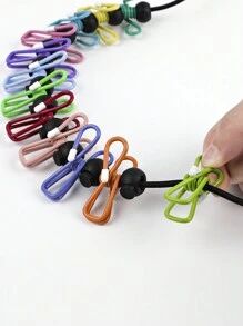1pc Diy Creative Multicolor Clips(12pcs) Random Color With Anti-slip Buckle, 1.8m Stretchable Clothesline, Portable For Outdoor And Travel Use - Multicolor - View 3
