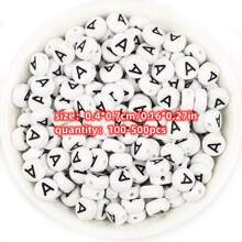 Yiwu Qiyou Accessories Co., LTD 500/200/100颗7毫米元音字母亚克力珠，白色底黑色字体，适用于制作手链、项链、手机链和各种DIY配件 - 黑與白 - 查看 10