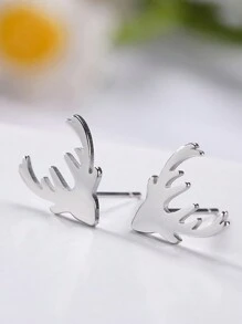 1 Paar Edelstahl-ohrstecker In Tier-, Schneeflocken-, Stern-, Mond- Und Herzform Für Damen, Niedlicher Miniatur-ohrschmuck, Geburtstags- Und Weihnachtsgeschenk
