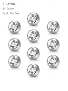 CIZME 10 cái/bộ Thép y tế Thay thế Những quả bóng Đối với Đồ trang sức Xuyên ( Bụng , Lưỡi , Núm vú , Công nghiệp ) 5mm - Bạc - Xem 10