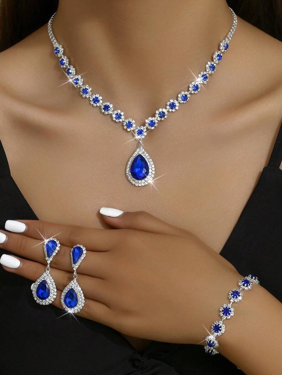 1pc Women's Fashionable Jewelry Set Including Necklace, Earrings, And Bracelet
