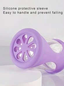 1個帶有矽膠保護套和矽膠奶嘴的嬰兒玻璃奶瓶,適用於0-3個月的寶寶餵養 - 紫色 - 查看 7