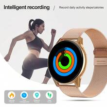 2024新款1入組中性矽膠帶運動智慧手錶,具有電話功能,健康監測包括心率/睡眠/血壓/血氧濃度,計步器/卡路里/距離追蹤器,鬧鐘和呼叫通知,多功能,1.85英寸高清全觸摸屏,與android和ios系統兼容 - 金色 - 查看 5