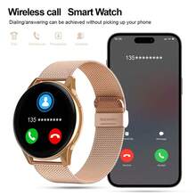 2024新款1入組中性矽膠帶運動智慧手錶,具有電話功能,健康監測包括心率/睡眠/血壓/血氧濃度,計步器/卡路里/距離追蹤器,鬧鐘和呼叫通知,多功能,1.85英寸高清全觸摸屏,與android和ios系統兼容 - 金色 - 查看 4