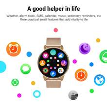 2024新款1入組中性矽膠帶運動智慧手錶,具有電話功能,健康監測包括心率/睡眠/血壓/血氧濃度,計步器/卡路里/距離追蹤器,鬧鐘和呼叫通知,多功能,1.85英寸高清全觸摸屏,與android和ios系統兼容 - 金色 - 查看 8