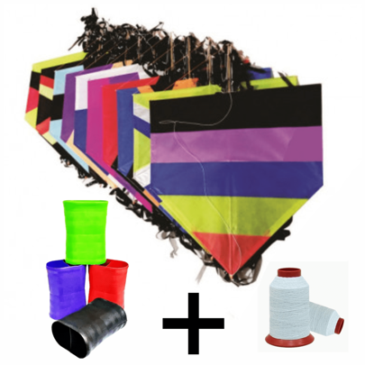 Kit 3 Pipas com Rabiola e Lata com 400 Jardas de linha