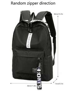 Large Capacity Backpack: Durable,Lightweight And Waterproof - Perfect For Commuting And Traveling! Large Capacity Backpack: Perfect For Commuting And Traveling! Casual Backpack,School Backpack,Men's And Women's Backpack,Student Business Minimalist Backpack,Black Backpack,Casual Backpack,Notebook Backpack,Holiday Essentials,College Fall Essentials,Adjustable Suspenders,Stylish Letter Graphics Style,Minimalist Backpack,School Backpack,Large Capacity,Laptop Compartment,Portable,Foldable,For Teen Girls Women College Students,College,Elementary School,Middle School,High School,Work,Business,Commute,Outdoors,Travel,Outings - Black - View 7