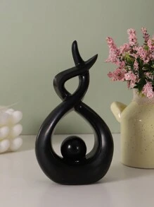 1入組黑色球體抽象裝飾品,樹脂雕塑藝術工藝,適用於書架家居客廳辦公櫃子裝飾、房間桌面門口裝飾、情人節聖誕新年裝飾 - 黑色 - 查看 4