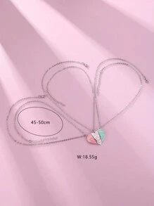 3入組 小姐姐 老姐 媽媽字母和愛心形狀鋅合金吸油項鏈,配磁扣,母親節家庭珠寶禮物的絕佳選擇 - 銀色 - 查看 4