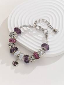 Purple Bear Claw Hand Chain Bracelet - Purple - View 3