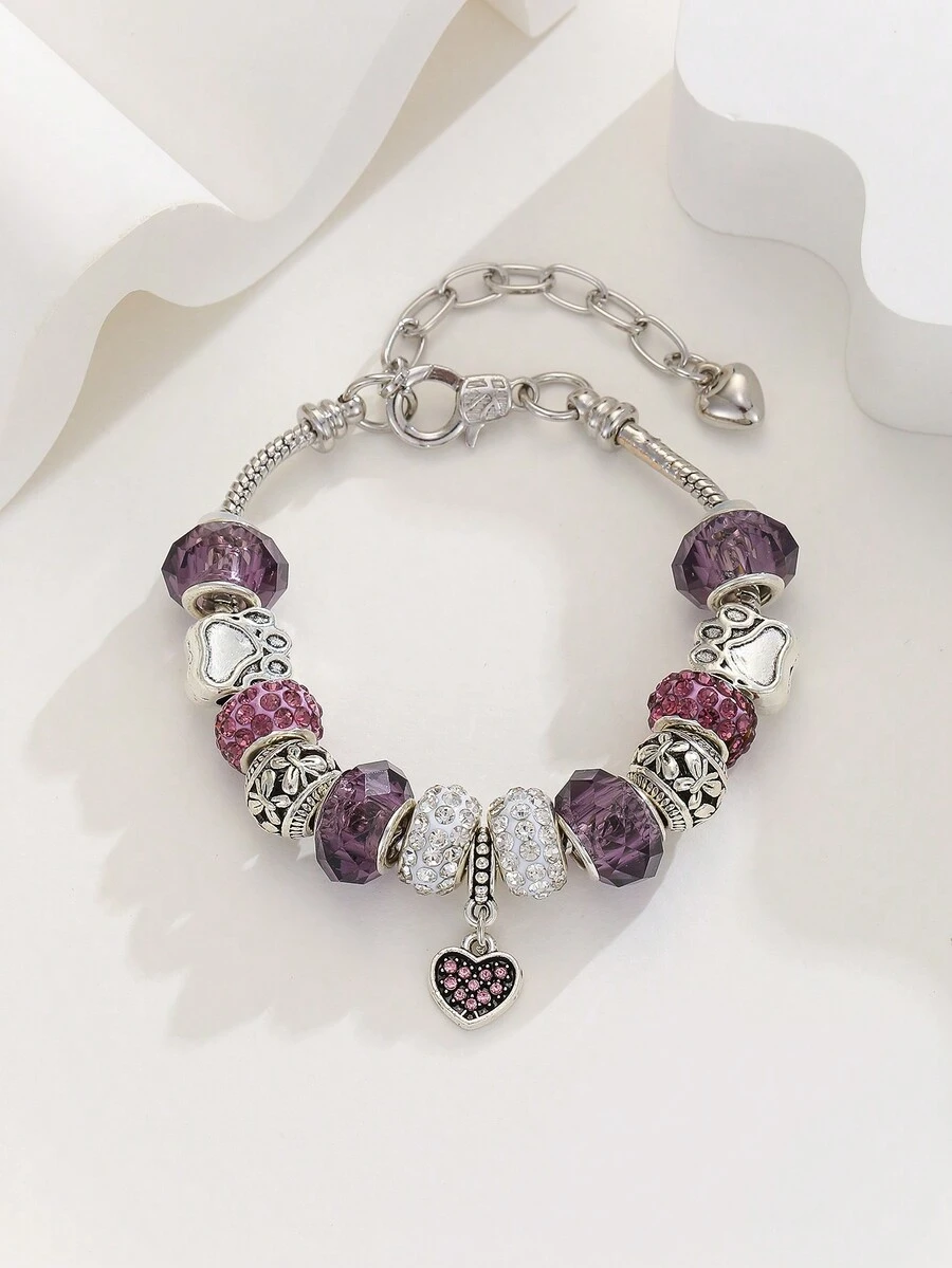 Purple Bear Claw Hand Chain Bracelet - Purple - View 1