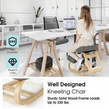 Ergonomic Kneeling Chair Rocking Office Desk Stool Upright Posture - 灰色 - 查看 3