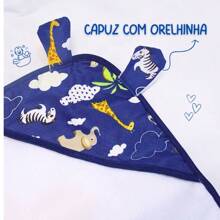 Toalha de Banho Infantil com Capuz  Trocador De Orelhinha + Trocador De Fraldas Várias Estampas Lindas