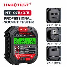 Habotest Ht107 Gfci/rcd插座測試器帶電壓顯示48v-250v插座測試儀自動電路極性電壓檢測器斷路器檢測儀 - 黑色 - 查看 1
