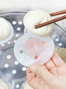 50入組圓形蒸餃紙、蒸籠布、矽油紙、餃子墊、蒸麵包紙,適用家庭使用 - 白色 - 查看 8
